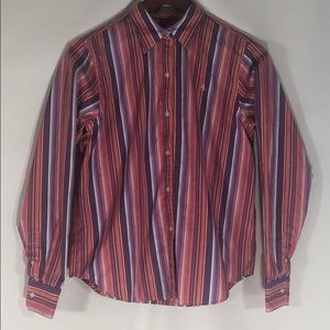 Ralph Lauren Pink Button Down Blouse Workwear Colorful Long Sleeve Cosplay Top